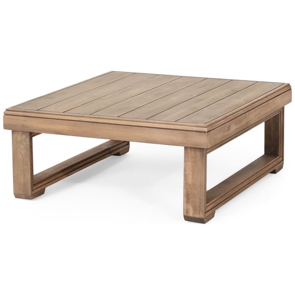 GDF Studio Andrae Outdoor Acacia Wood Square Coffee Table, Brown Wash