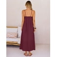 thumbnail image 6 of Merokeety Womens Summer Dresses Boho Spaghetti Strap Square Neck Linen Blend Maxi Sundress Wine xl, 6 of 6