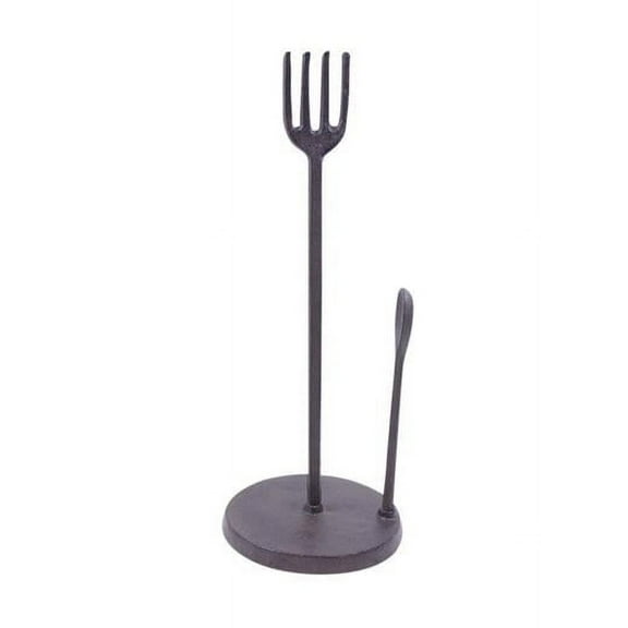 Handcrafted Model Ships k-9316-FS-cast-iron 15 x 6 x 6 in. Cast Iron Fork & Spoon Kitchen Paper Towel Holder