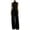 *Black, variant on Women's Stand Collar Sleeveless 2 Piece Suit , Office Vacation Wide Leg Outfit For Women , Ladies' Split Hem Button Tracksuit with Pockets,White,S-2XL