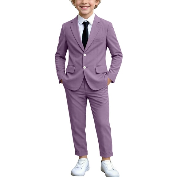 Trikvn Boys 2 Piece Suit Set Dress Blazer Jacket and Pants Outfit Formal Classic Tailored Fit Dresswear for Wedding Party Ring Bearer Graduation Special Occasion