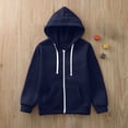 thumbnail image 2 of TOWED22 Boys Girls Zipper Sweatshirt Youth Solid Classic Hoodies Soft Full Zip Hooded Sweatshirts for Teens Kids Unisex(Navy,6-7 Y), 2 of 8