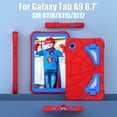 thumbnail image 3 of Kids Case for Samsung Galaxy Tab A9 8.7" 2023 SM-X110 / SM-X115 with Pencil Holder, Lightweight Shockproof Stand Anti-Slip Rugged Silicone PC Case Cover for Boys Girls for Tab A9, Red+Blue, 3 of 8