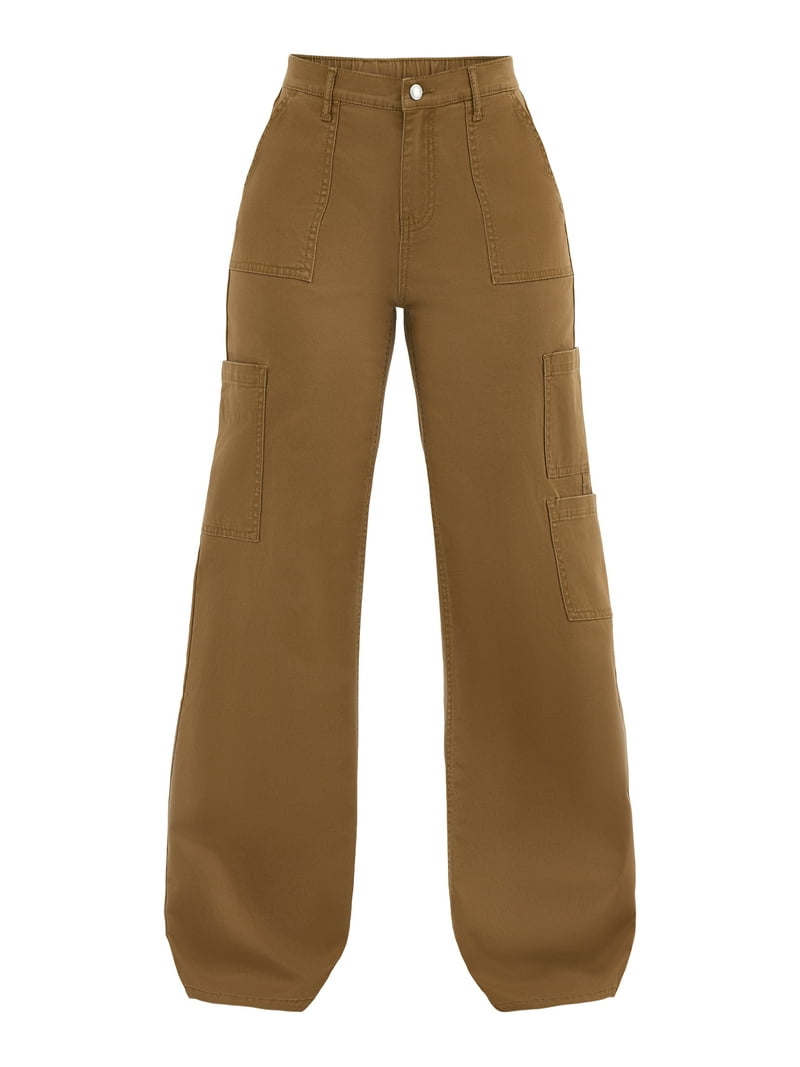 【Anyone more】Barun Golden Cargo Maxi Wide Pants No Boundaries Wide Leg Cargo Pants, 31.5'' Inseam, Women's