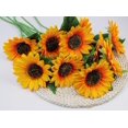 thumbnail image 3 of Sinfonía de girasoles vivos, 10 girasoles de seda de primera calidad de colores brillantes, tallos personalizables para la decoración de tu boda, 3 of 7