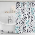 thumbnail image 2 of Aqua Grey Botanical Shower Curtain Set - 48" x 72" Washable Bathtub Curtain with 12 Hooks, Watercolor Spring Floral Summer Leaf Waterproof Fabric Stall Shower Curtains for Bathroom/Bathtub Décor, 2 of 6