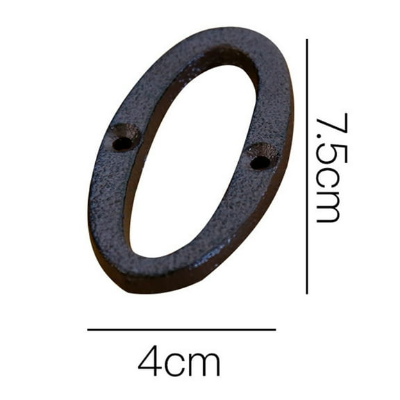 Aonity Wrought Iron Ornament Cast Iron Metal Number 0, Wrought Iron Decorations Creative Diy House Number Casts Iron Metal Numbers