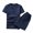 Navy, variant on Mens Cotton Linen Set Solid Color Short-Sleeved T-Shirt Large Size Casual Set