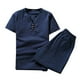 thumbnail image 2 of Conjunto de 2 piezas de camiseta de manga corta y pantalones cortos para niño, jersey con cuello en V, camisetas informales para playa y vacaciones, pantalones cortos, conjuntos ajustados para niño., 2 of 2