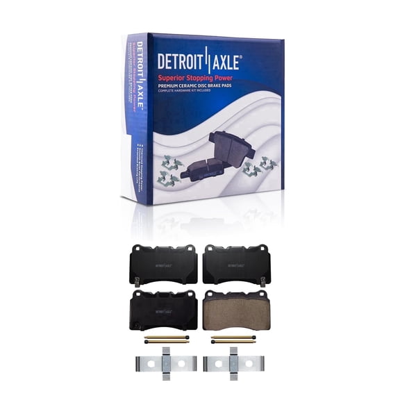 Detroit Axle - Front Brake Pads for Ford Mustang Mitsubishi Lancer Chevy Camaro Cadillac CTS ATS STS Subaru BRZ WRX STI Buick Regal Sportback Volvo V70, Ceramic Brake Pads w/ Hardware Replacement