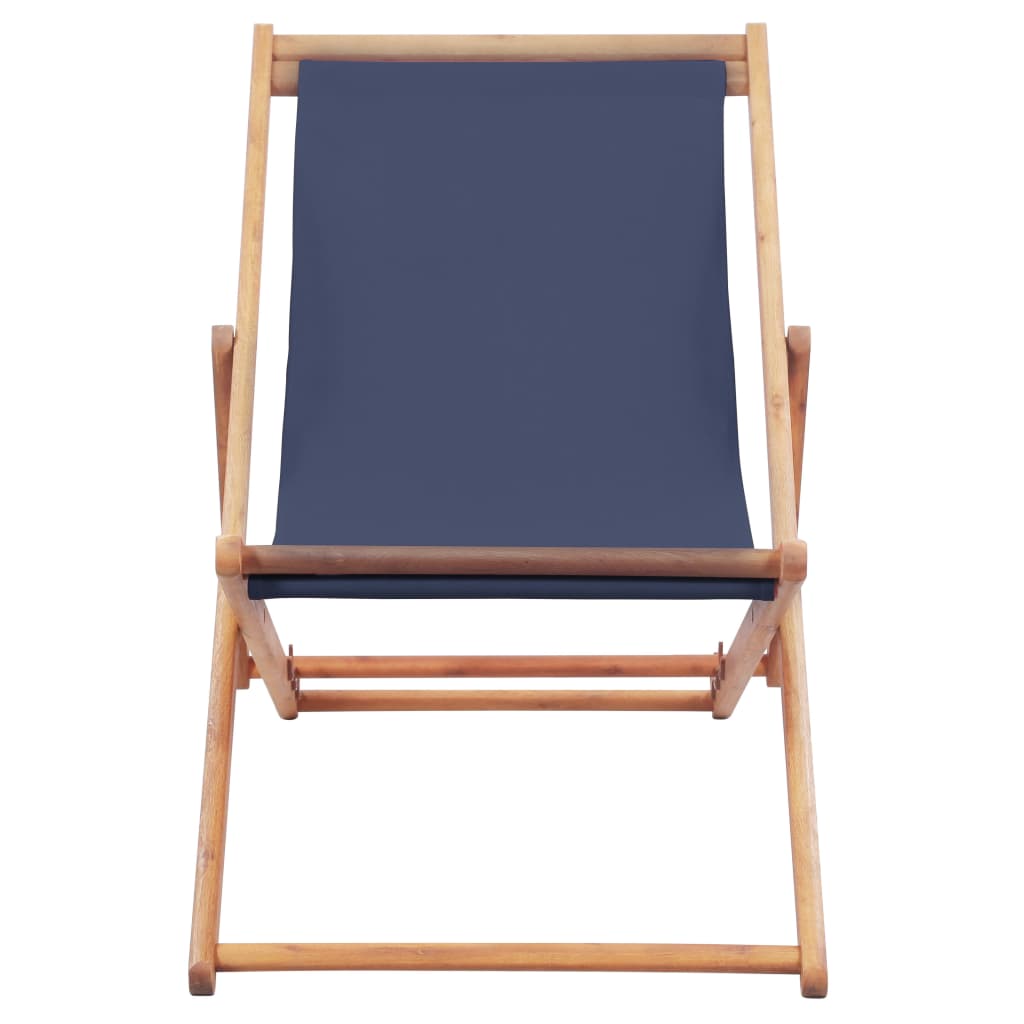 Folding Beach Chair Fabric and Wooden Frame Blue - image 3 of 7