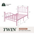 thumbnail image 5 of Amolife Twin Bed Frame, Metal Platform Bed with Heart-Shaped Headboard and Footboard, 12.6'' Under-Bed Storage Space, No Box Spring Needed, Pink, 5 of 12