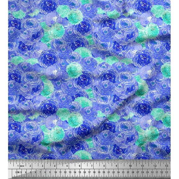 Soimoi Purple Cotton Duck Fabric Flower Watercolor Decor Fabric Printed BTY 42 Inch Wide