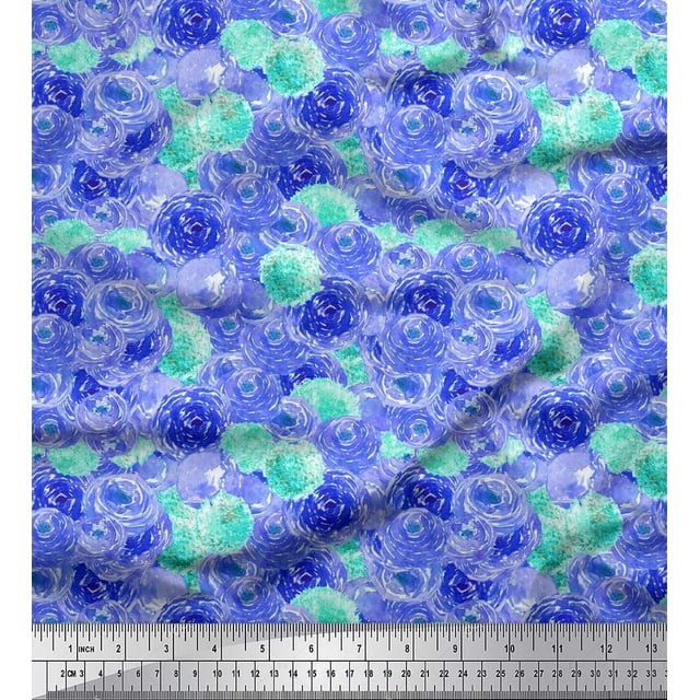 Soimoi Purple Velvet Fabric Flower Watercolor Decor Fabric Printed BTY 58 Inch Wide