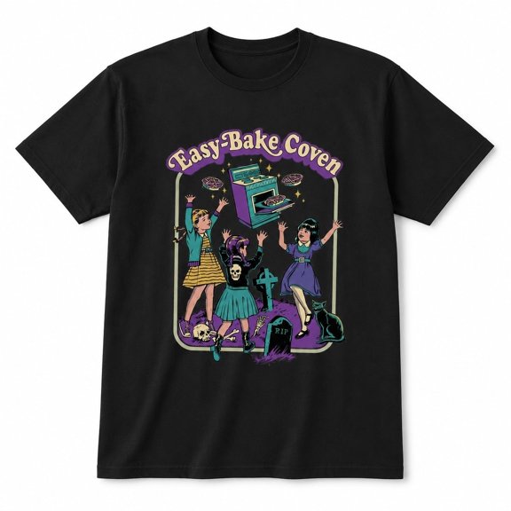 Retro Witch Baking Graphic T-Shirt, Unisex Classic Fit Halloween Tee