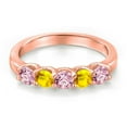 thumbnail image 3 of Gem Stone King 18K Rose Gold Plated Silver Pink Lab Grown Diamond and Yellow Sapphire Wedding-Bands Ring for Women | 0.86 Cttw | Round 3.5MM | Gemstone April Birthstone | Size 6, 3 of 6