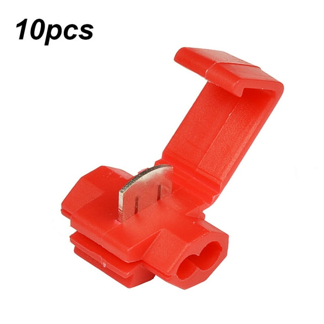Wire Connector Plastic Brass Scotch Lock Wire Splice Crimp Terminal Terminal Electrical Wire Splice Crimp, Red, 10pcs