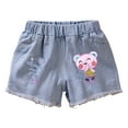 thumbnail image 4 of Akiihool Toddler Girls Denim Shorts Girl's Jean Shorts High Waist Straight Leg Denim Shorts (Pink,9-10 Years), 4 of 5