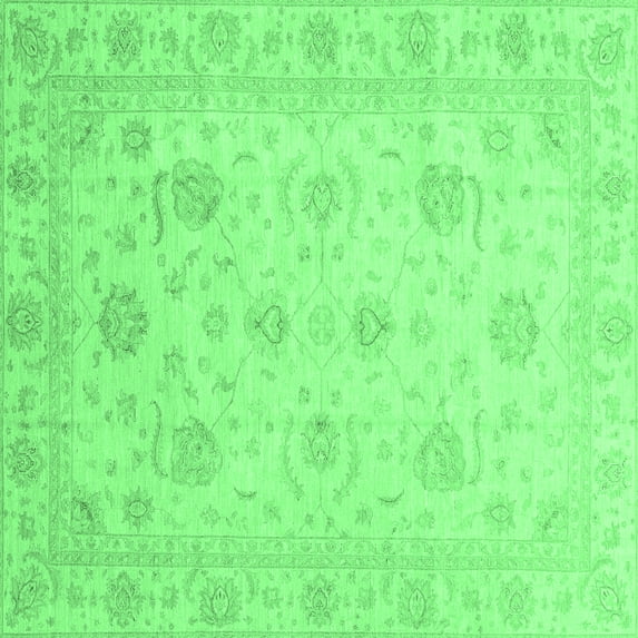 Ahgly Company Indoor Square Oriental Emerald Green Traditional Area Rugs, 7' Square