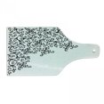 thumbnail image 1 of Abstract Cutting Board, Floral Vignette Design Swirled Rococo Style Ornament Nature Pattern, Decorative Tempered Glass Cutting and Serving Board, Wine Bottle Shape, Black and White, by Ambesonne, 1 of 1