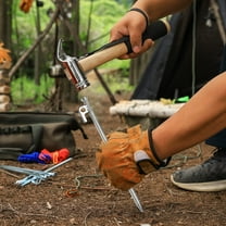 30cm Long Iron Tent Stake, Heavy Duty Ground Anchor Peg for Outdoor Camping, Beach, Garden - 11.81" Silver Rust-Resistant Tent Nail with Hook Top, Single Pack