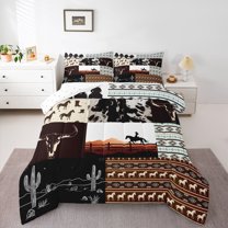 Castle Fairy Female Men Women Western Cowgirl Full Size Comforter Sets 3-Piece,Hippie Tribal Aztec Bedding Comforter Set,Animal Horse Lightweight Bedding Sets,Luxury Bedroom Decor,Reversible