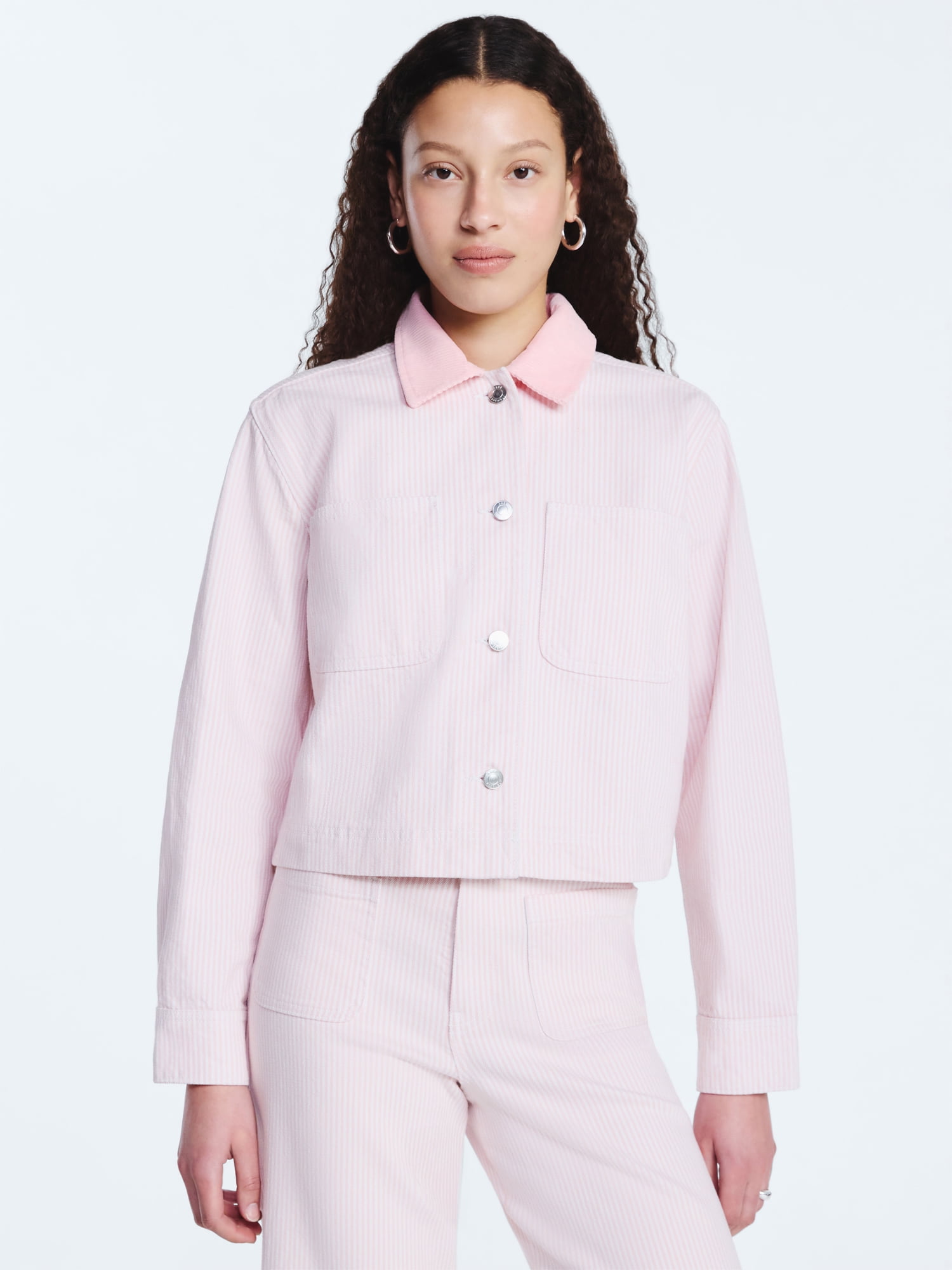 Free Assembly Women's Cropped Cotton Chore Jacket, Sizes XS-XXL