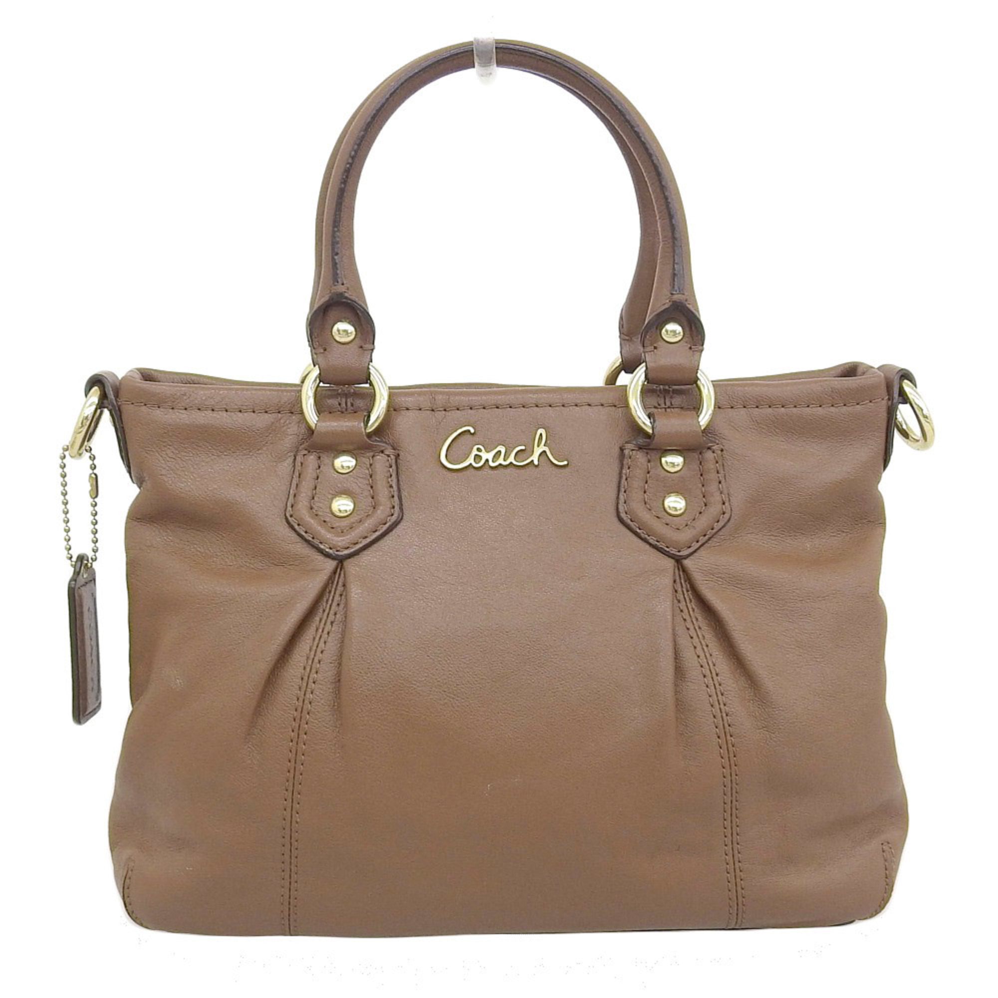 Authenticated Used Coach COACH 2WAY Handbag Leather Brown F20342