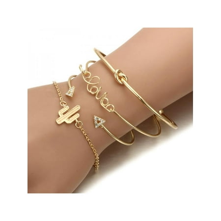 4 Pcs/Set Women Girl Fashion Bohemian Bangle Charm Bracelet (Best Charm Bracelets For Girls)