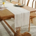 thumbnail image 5 of Handwoven Polyester Table Runner with Fringe - 13"x79" Farmhouse Lace Tablecloth for Dining Table, Christmas, Thanksgiving, Rustic Wedding Decor (Ivory), 5 of 13