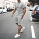 thumbnail image 1 of Verano manga corta pantalones cortos traje deportivo casual traje ropa de hombre Irfora Gris claro M, 1 of 5
