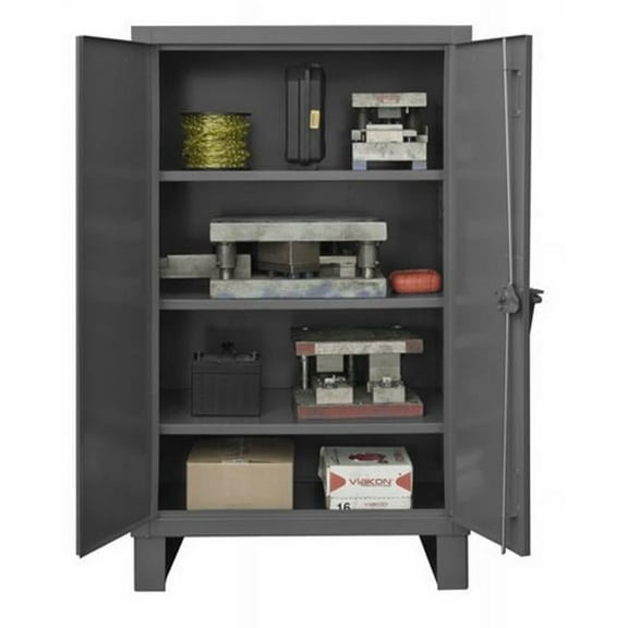 Durham 3701-3S-95 14 Gauge Recessed Door Style Lockable Shelf Cabinet with 3 Adjustable Shelves, Gray - 36 in.