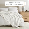 thumbnail image 5 of Noble Linens 100% Cotton Waffle Texture Bed Blanket, White, Full/Queen, 5 of 12
