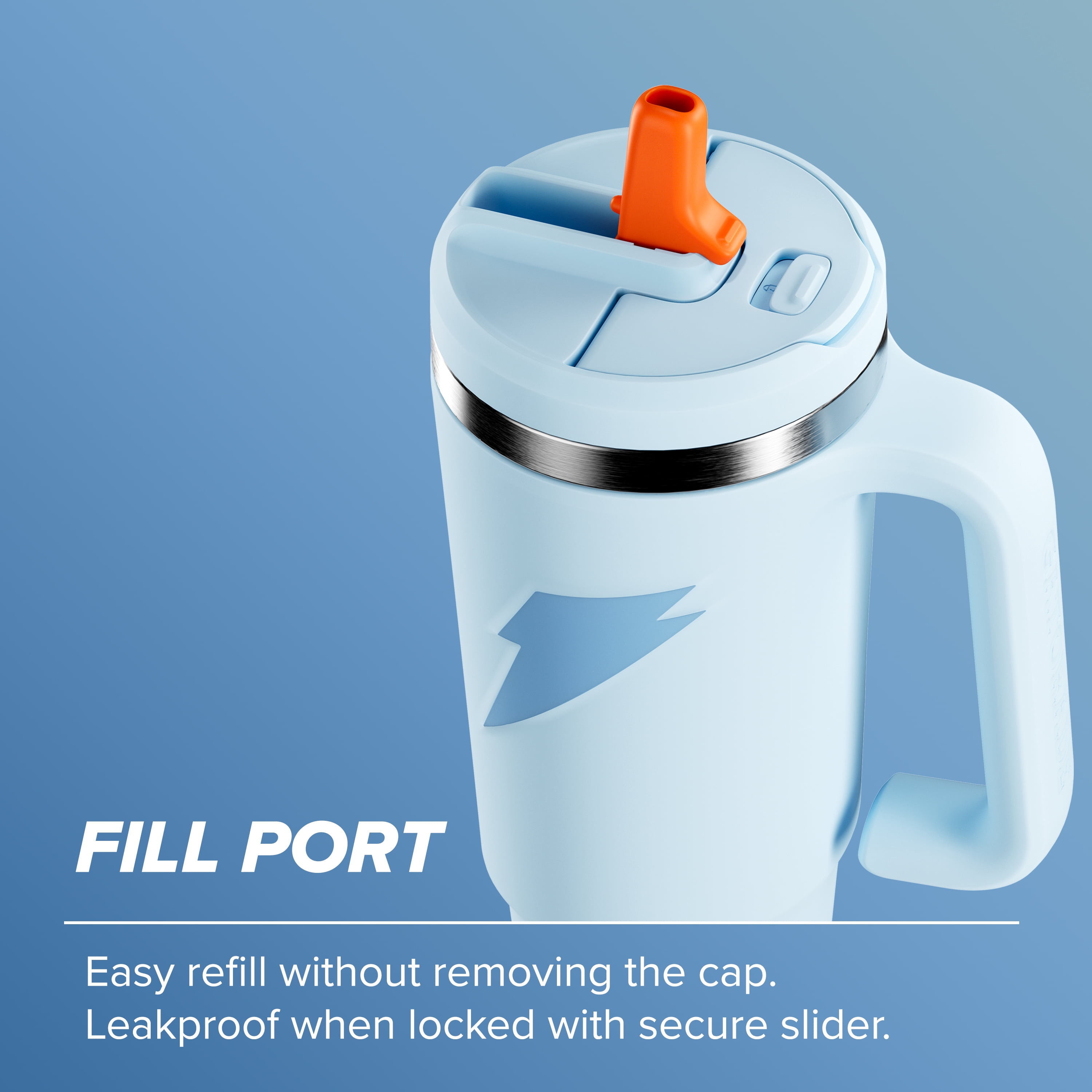 Gatorade Crossover Stainless Steel Tumbler Bottle, Light blue , Double-Wall Insulation, 36 fl oz​
