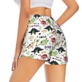 thumbnail image 2 of Uemuo Dinosaur Pattern Women's Athletic Shorts High Waisted Running Shorts with Liner Pockets Gym Elastic Workout Shorts-Large, 2 of 9