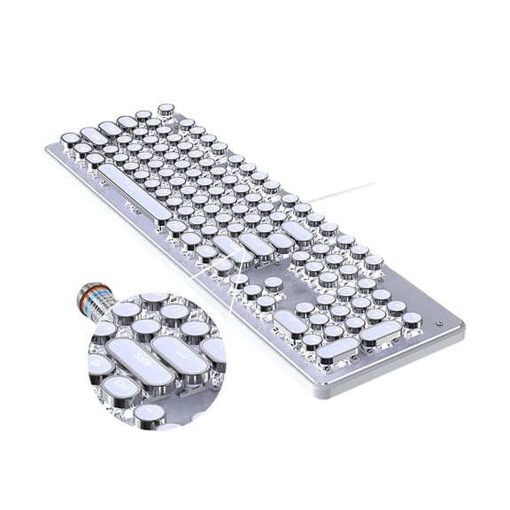 PatungKu Mechanical Keyboard with White Backlit Typewriter Keycaps Gaming Keyboards