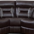 thumbnail image 3 of Benjara 3pc Sectional Motion Power Recliner Sofa Set- Dark Brown Faux Leather, 3 of 6