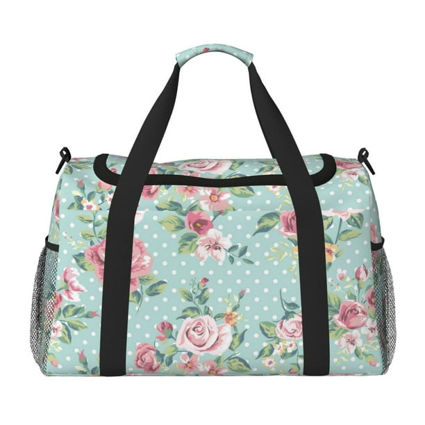 Disketp Vintage Floral Bolsa de Viaje Tipo Duffle, Bolso de Mano para Fin de Semana para Mujer, Bolsa de Gimnasio Ligera para Hombre, Esencial para Viajes