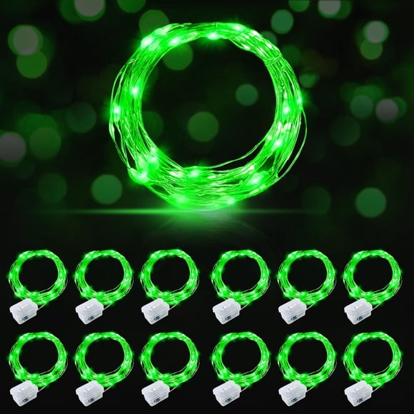 Guirnalda de luces LED AIKEI, paquete de 12 unidades, 2,1 m, color verde