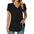 thumbnail image 3 of Aayomet Short Sleeve Shirts For Women Women's Short Sleeve Tops Leopard Color Block T Shirt Casual Tunic Crew Neck Striped Shirts,Black M, 3 of 4
