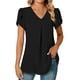 thumbnail image 2 of 2025 Top túnica de manga corta con cuello en V de gasa para mujer, ideal para leggings - Mezcla ligera de rayón, tallas S-XXL, 2 of 6