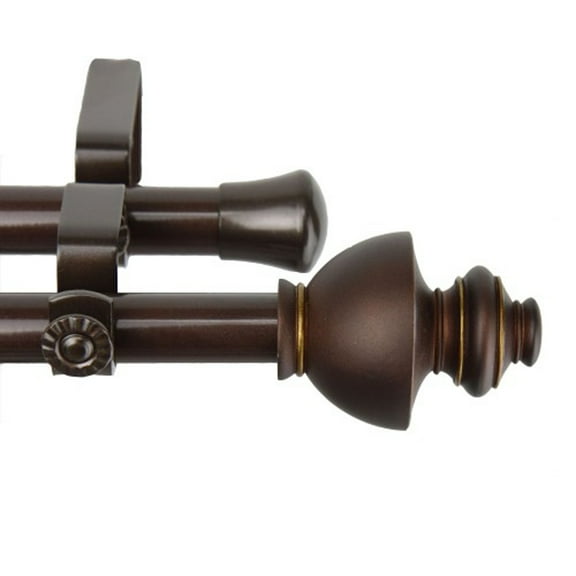 Dynasty Double Curtain Rod 28-48 inch - Cocoa