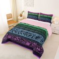 thumbnail image 2 of Homewish Pink Boho Floral Queen Comforter Set,Geometric Lines Comforter Sets Queen,Pink Reversible,3-Piece,1 Comforter and 2 Pillowcases, 2 of 7