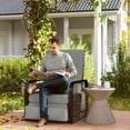 thumbnail image 2 of Outsunny Wicker Outdoor Recliner Chair, Lounge Chair with Side Tray, Grey, 2 of 10