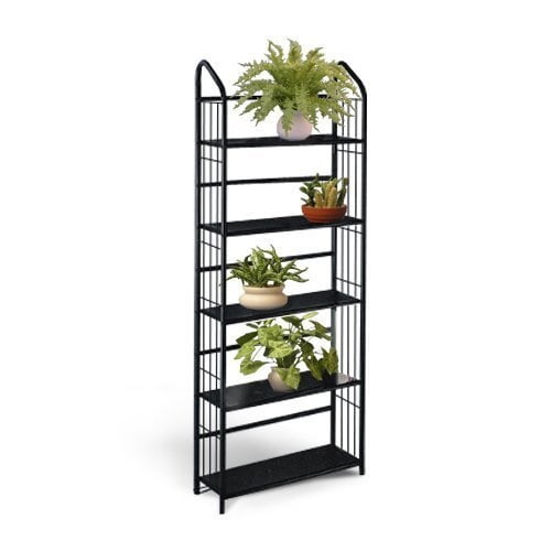 Black Metal Outdoor Patio Plant Stand 5, Outdoor Plant Shelving Unit