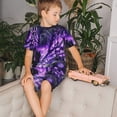 thumbnail image 4 of Balery Purple Pattern White Tiger Conjunto de Pijama Infantil de Manga Corta con Estampado – Ropa de Dormir de Algodón Suave-X-Large, 4 of 6