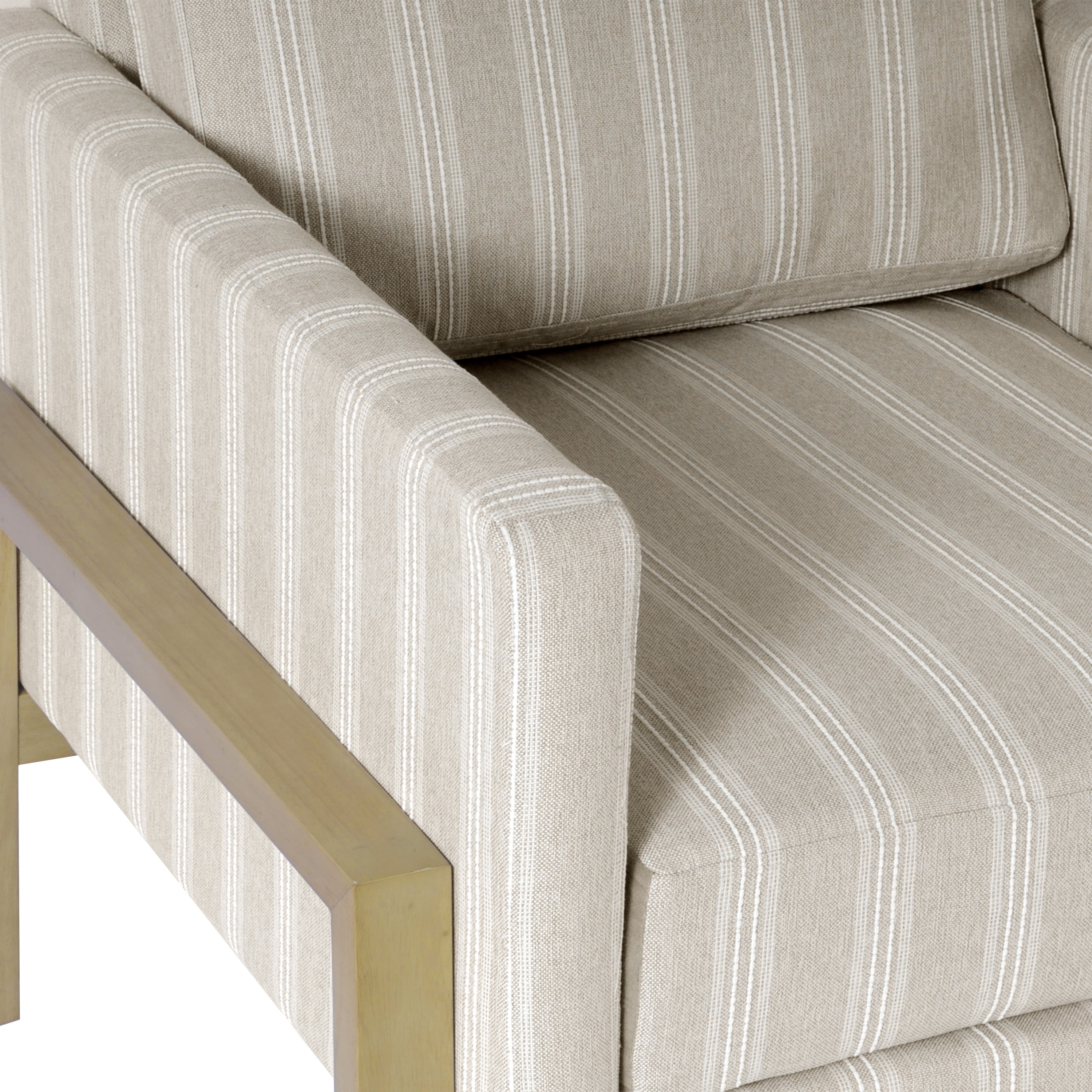 Modern Exposed Wood Accent Chair, Tan Stripe