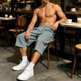 thumbnail image 4 of Guluxicc Men's Athletic Pants with Pockets Elastic Waist Drawstring Straight Leg Cropped Trousers for Running Everyday Gym Workout Wear Summer Casual Outfits, 4 of 8