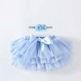 thumbnail image 3 of Atogsazn Newborn Baby Girl Skirt Infant Party Carnival Mesh Tulle Elastic Waist Skirts Hairband Clothes Fashion Sky Blue 1-2 Years, 3 of 3