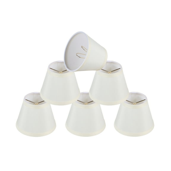 Aspen Creative 32065-6 Small Hardback Empire Shape Chandelier Clip-On Lamp Shade Set (6 Pack), Transitional Design in Off White, 5" bottom width (3" x 5" x 4")